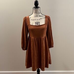 Tan Puff Sleeve Dress